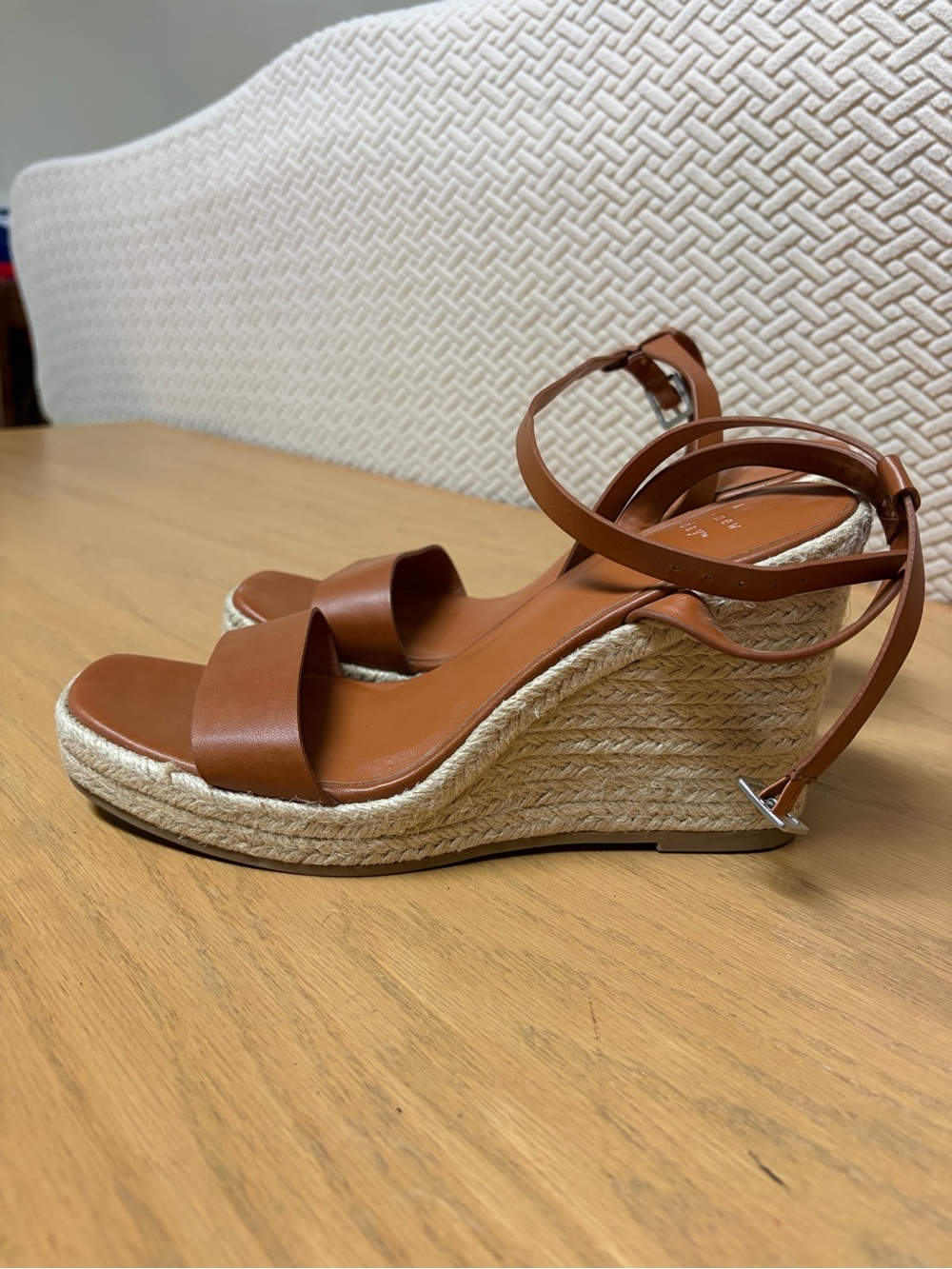 a new day Cognac Tan Espadrille Wedge Sandals with Ankle Strap